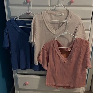 Altar’d State Stylish Women's V-Neck Tops - Blue, Cream, and Pink